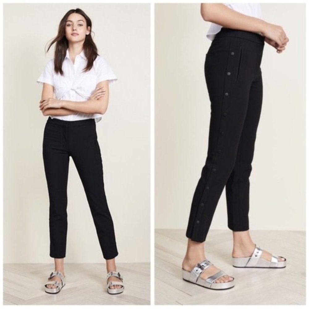 Tibi Anson stretch tailored side snap black pants sz 10